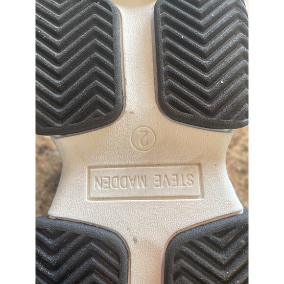 Steve Madden boys Vintage Style Sneakers Size 2 M Black/White/Brown Mesh & Synth - Picture 8 of 12